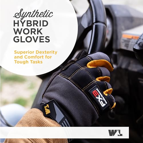 Wells Lamont FX3 Men's Work Gloves – Dexterity, Synthetic Leather Palm, Reinforced Fingertips – Stretch Spandex for Comfort – Touchscreen-Ready, All-Purpose Use, Ergonomic Fit – Black, Medium (7853MC) - Image 2