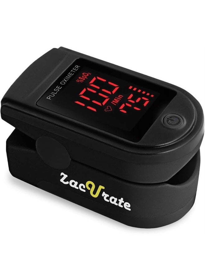 Zacurate Pro Series 500DL Fingertip Pulse Oximeter Blood Oxygen Saturation Monitor with Silicone Cover, Batteries and Lanyard - Royal Black - Image 1
