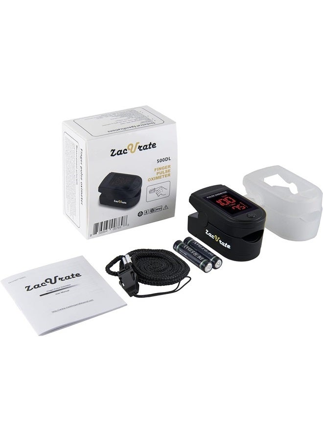 Zacurate Pro Series 500DL Fingertip Pulse Oximeter Blood Oxygen Saturation Monitor with Silicone Cover, Batteries and Lanyard - Royal Black - Image 5