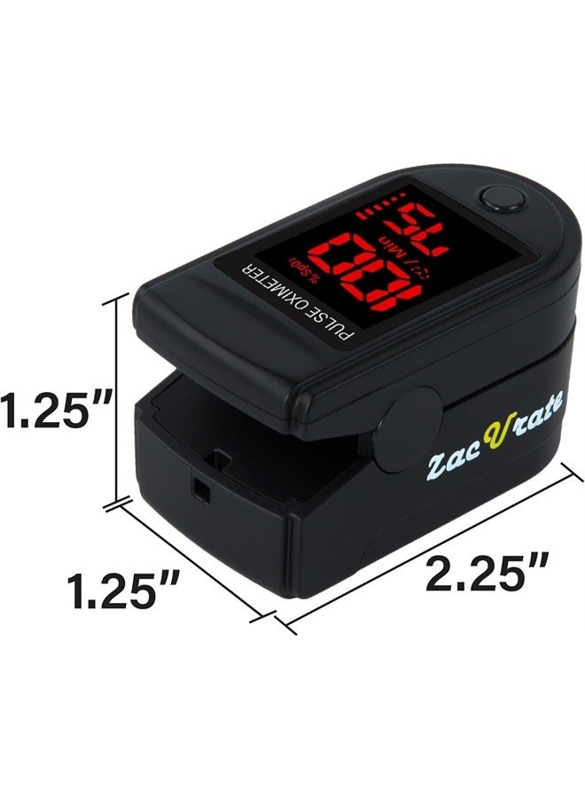 Zacurate Pro Series 500DL Fingertip Pulse Oximeter Blood Oxygen Saturation Monitor with Silicone Cover, Batteries and Lanyard - Royal Black - Image 3