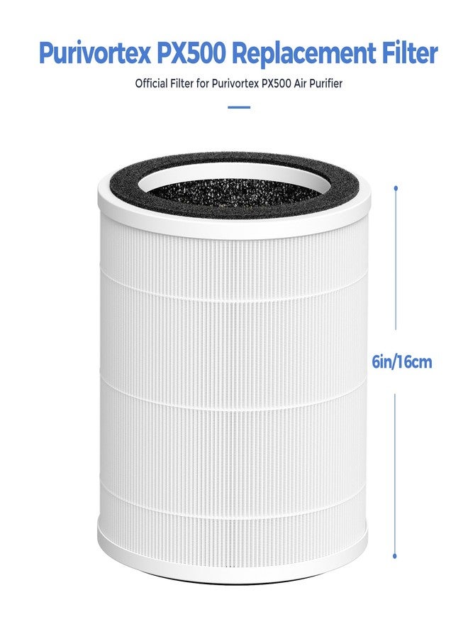 Purivortex PX500 Air Purifiers HEPA Replacement Filter, 3-in-1 Filter, White - Image 2