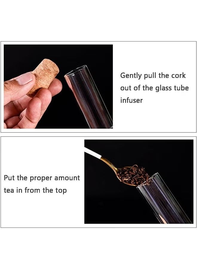 2 Pcs Glass Tube Tea Infuser Mini Clear Tea Infuser Transparent Bulk Tube Strainer Brewing Tea Test Tube Filter Tea Brewing Filter for Loose Tea Strainer for Cups Mugs Teapots - Image 3