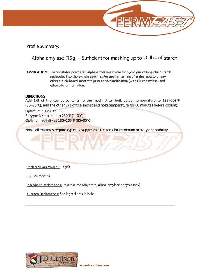 FERMFAST Alpha Amylase Enzyme Single Dose Pack 15 gram - Image 3