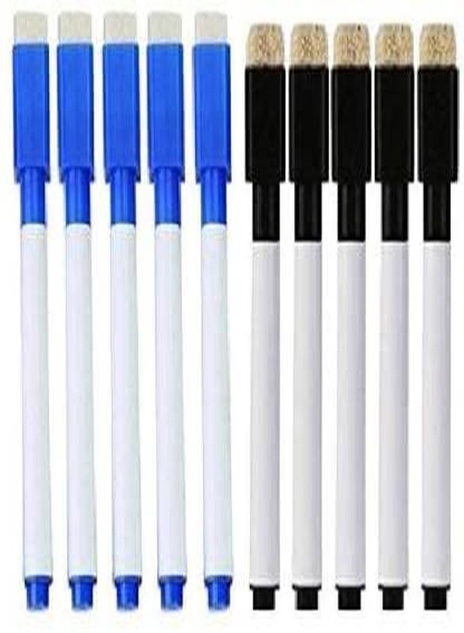 KRAFTMASTERS Set Of 10 Black And Blue Magnetic Whiteboard Pen Erasable Marker Office School Stationery Supplies - Image 1
