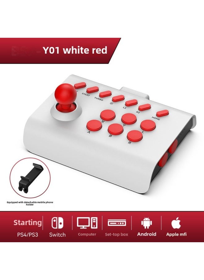 Beauenty Switch Arcade Shaker Mobile Phone Android IOS Street Fighter Boxer Game Rocker Handle Multi-function Game Control-Product Color:White + Red  - Image 1