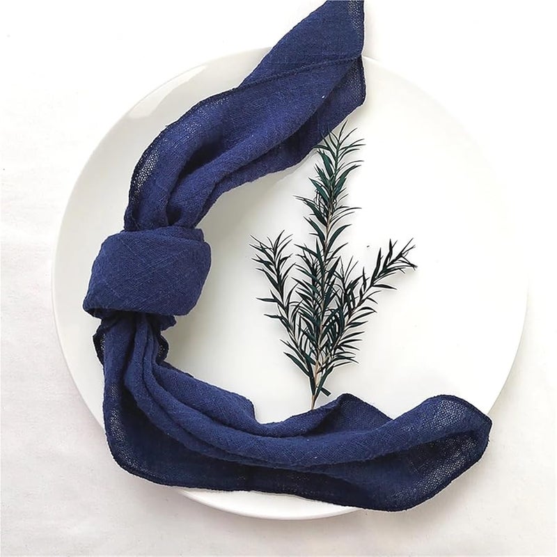 Dark Blue 10pc Cotton Gauze Crepe Napkins 40x40cm For Wedding Dinner Everyday Use - Image 2