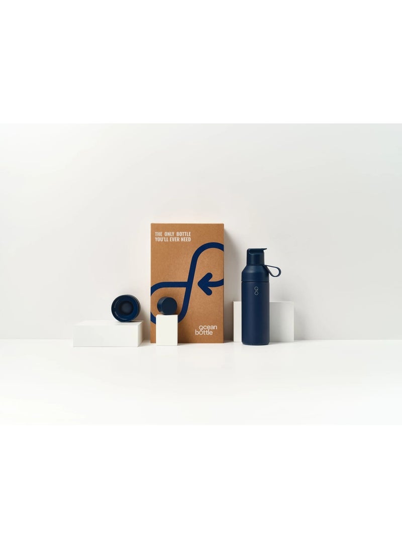 Ocean Bottle Reusable Insulated Water Bottle 3-in-1 Set – 500ml with Interchangeable Lids, Dishwasher Safe, Eco-Friendly Stainless Steel, Leak-Proof Everyday Hydration & Hot/Cold Drinking - Ocean Blue - Image 4