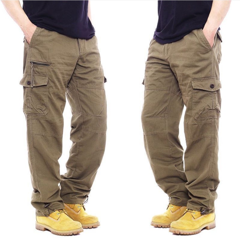 Workwear trousers mens loose camouflage mens plus fat plus size fat fashion casual youth casual pants wholesale Military green - Image 2