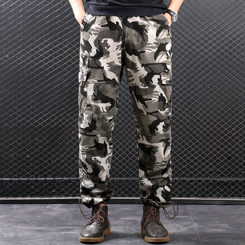 Workwear trousers mens loose camouflage mens plus fat plus size fat fashion casual youth casual pants wholesale Military green - Image 3