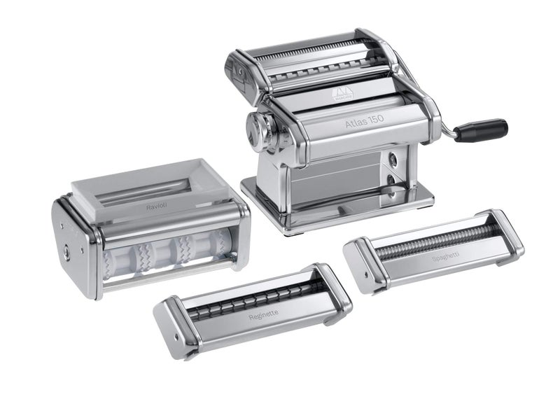 MARCATO MARCATO Made in Italy Multipast 4 Piece Pasta Maker Gift Set. Includes Atlas 150 Classic Pasta Machine + ravioli + spaghetti + reginette)  - Image 1