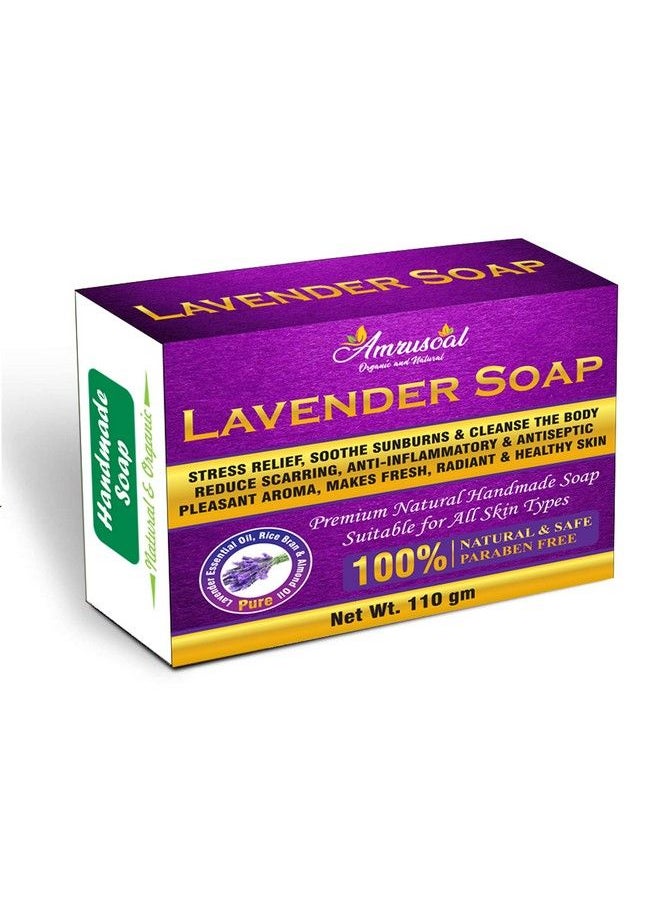 AMRUSOAL - Lavender Soap ; Handmade Bathing Soap ; Stress Relief Soothe Sunburns ; For All Skin Types 110 Grams - Image 1