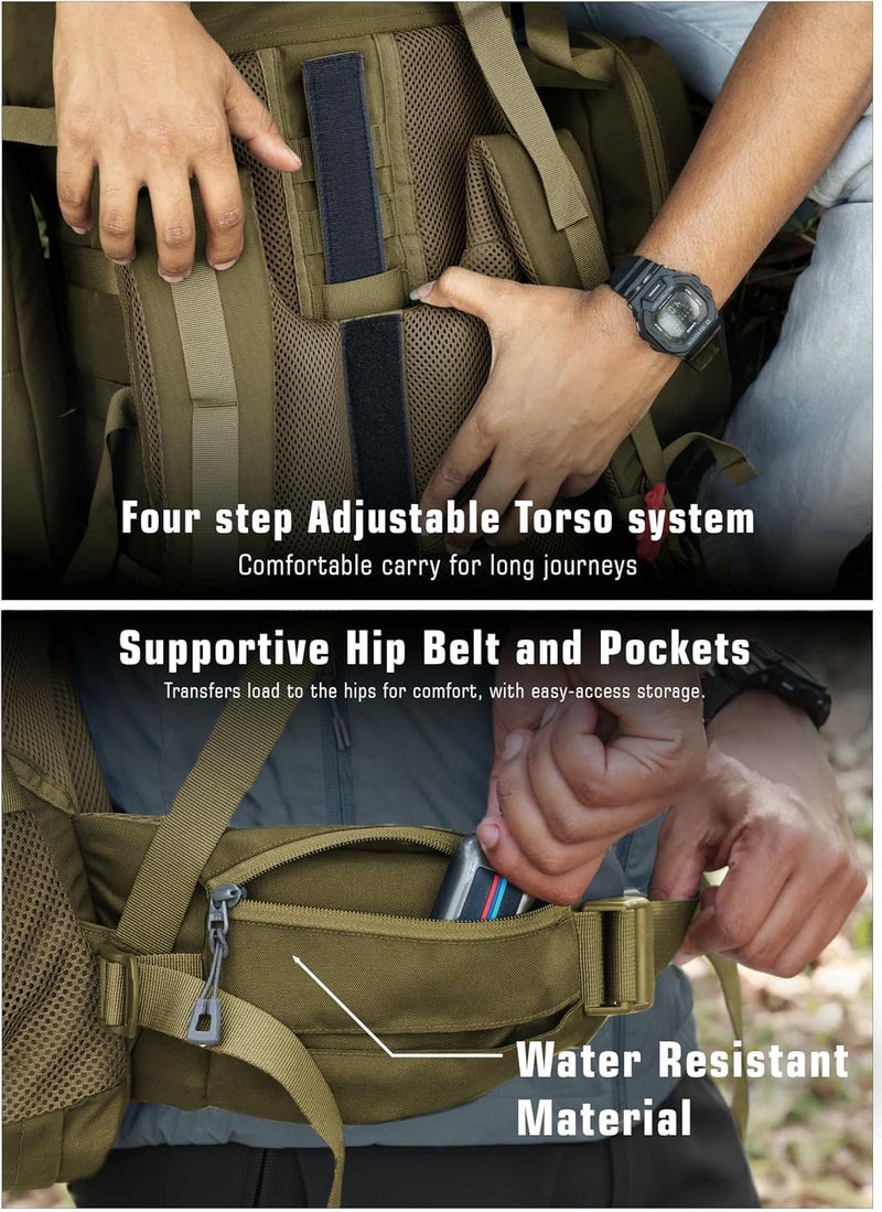 Trawoc THUNDERSTORM 90L Internal Frame Rucksack with metal rod for Men & Women Travel Backpack with Detachable Daypack/Camping Hiking Trekking Bag - Image 2