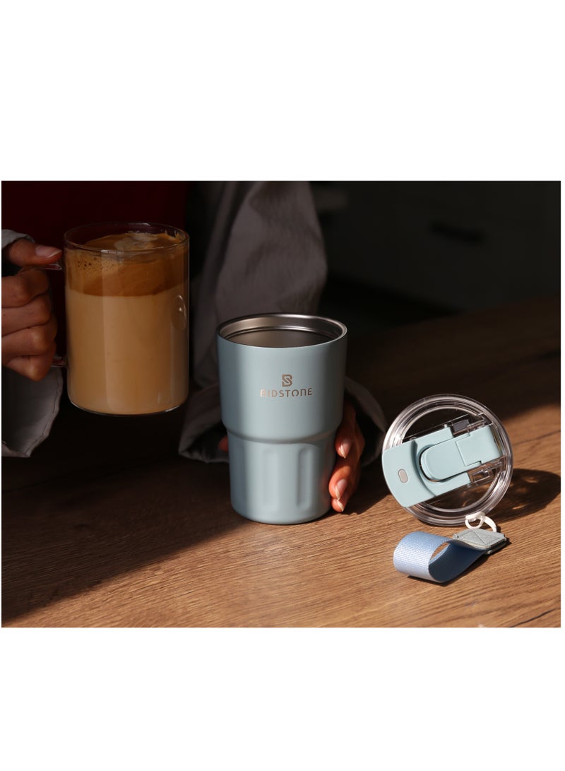 Bidstone Bidstone Double-Wall Stainless Steel Coffee Mug – 400ml, Blue – Thermal Insulated, Durable & Travel Friendly  - Image 2