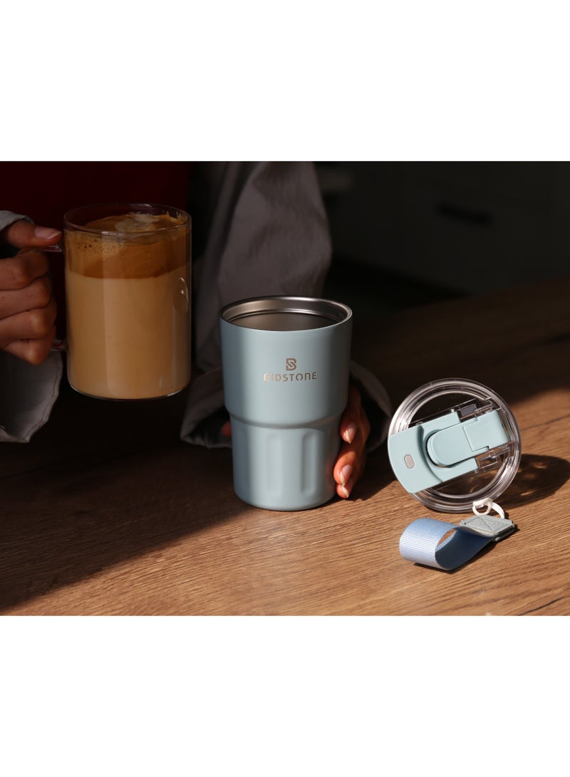 بيدستون كوب قهوة من الفولاذ المقاوم للصدأ مزدوج الجدار – سعة 400 مل، معزول حراريًا، كوب سفر، فنجان قهوة، زجاجة ماء، قارورة صغيرة - Image 3