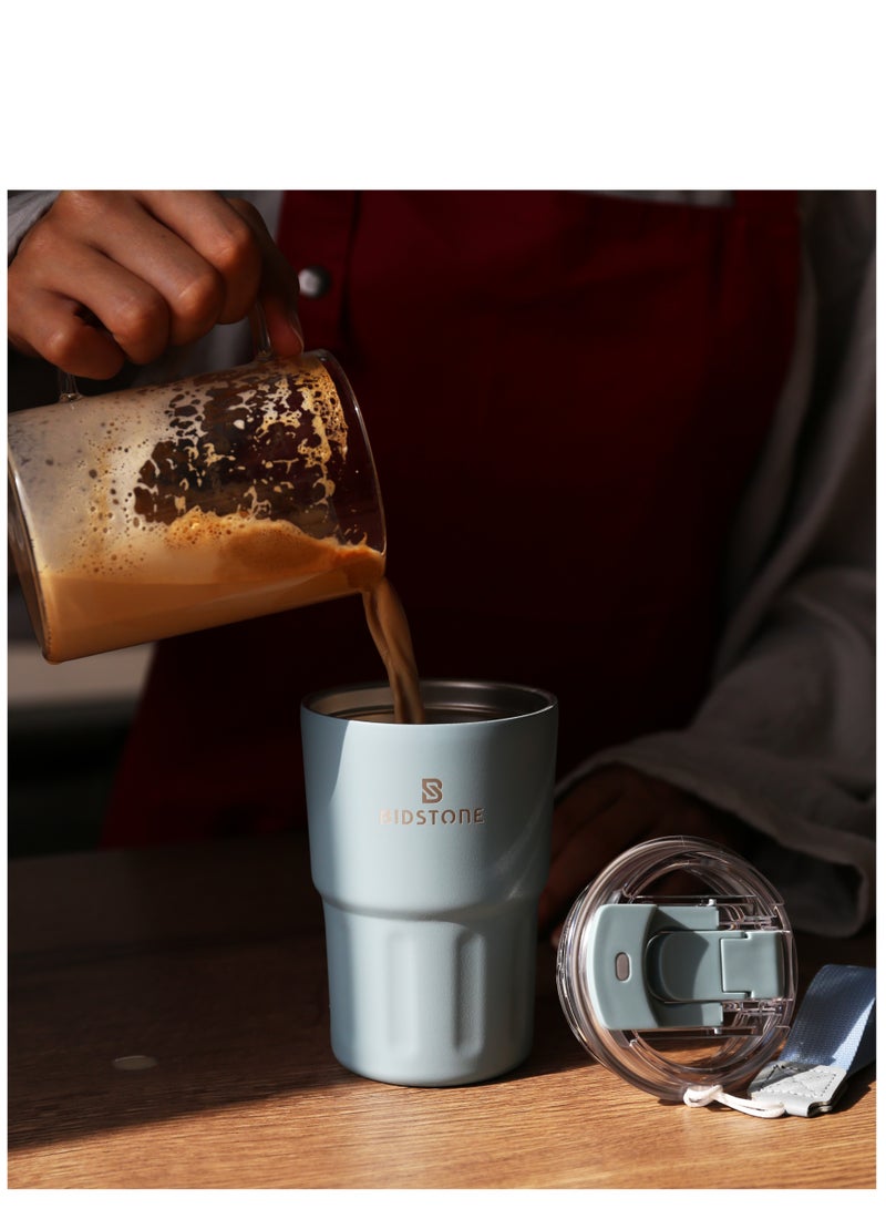 بيدستون كوب قهوة من الفولاذ المقاوم للصدأ مزدوج الجدار – سعة 400 مل، معزول حراريًا، كوب سفر، فنجان قهوة، زجاجة ماء، قارورة صغيرة - Image 4