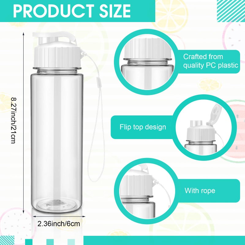 Maxcheck 30 Pieces Water Bottle Bulk 17 oz Plastic Sports Water Bottles Bulk with Handle Strap Lightweight Leakproof Drink Flip Top for Adults Fit Gym(Classic Style,White) - Image 2
