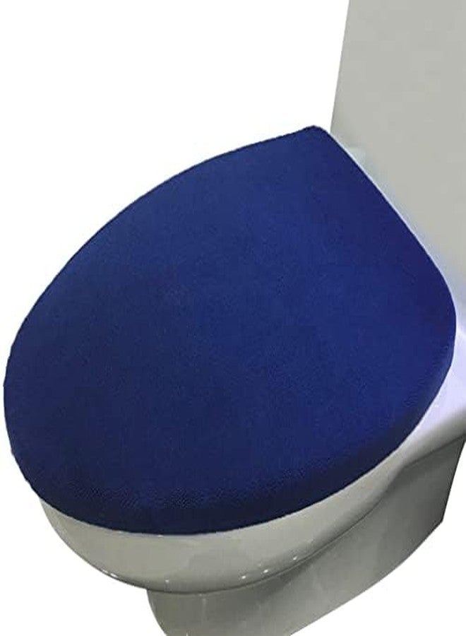 Madeals Microfiber Toilet Lid Cover Soft And Absorbent, Comfortable Bathroom Microfiber Toilet Lid Cover Seat Fits Most Size Toilet Lids For Navy Blue - Image 3