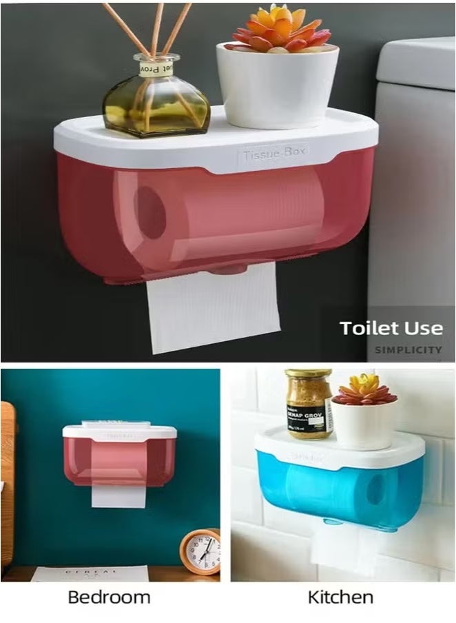 MLADEN Wall Mounted Toilet Paper Holder for Bathroom Double-layer Toilet Paper Dispenser, No Hole Punching, Compatible with Roll Paper Tissue Paper for Bathroom Kitchen Living Room - Image 5