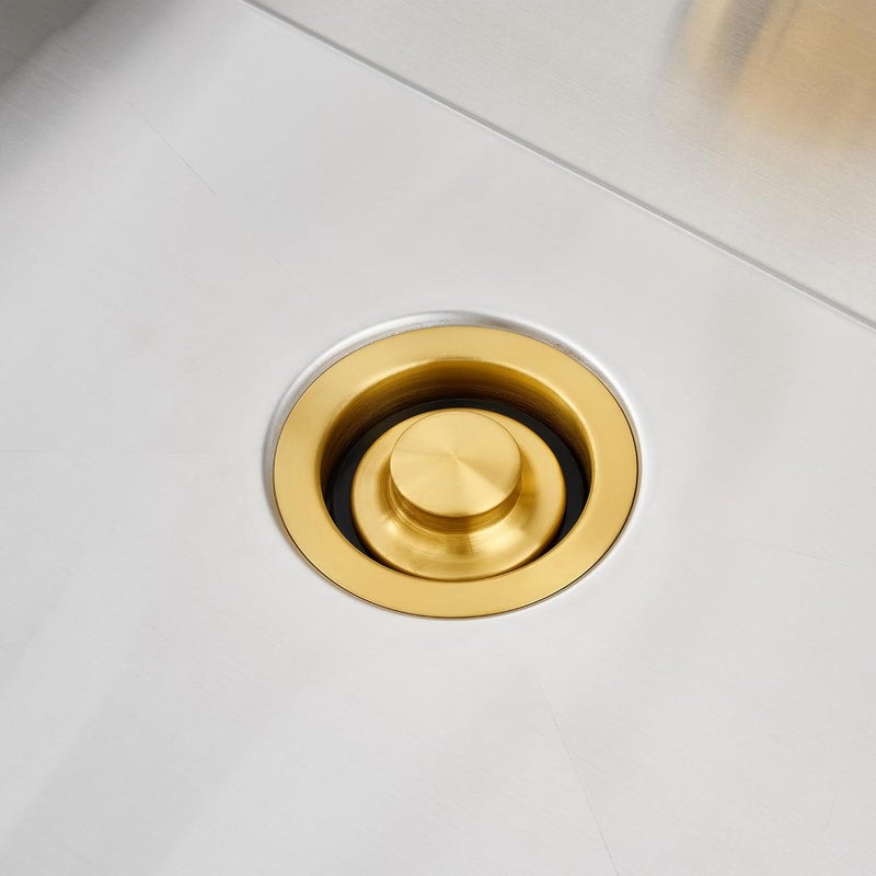 Luxier GD02-G Kitchen Sink Garbage Disposal Flange and Stopper in Brushed Gold - Image 5