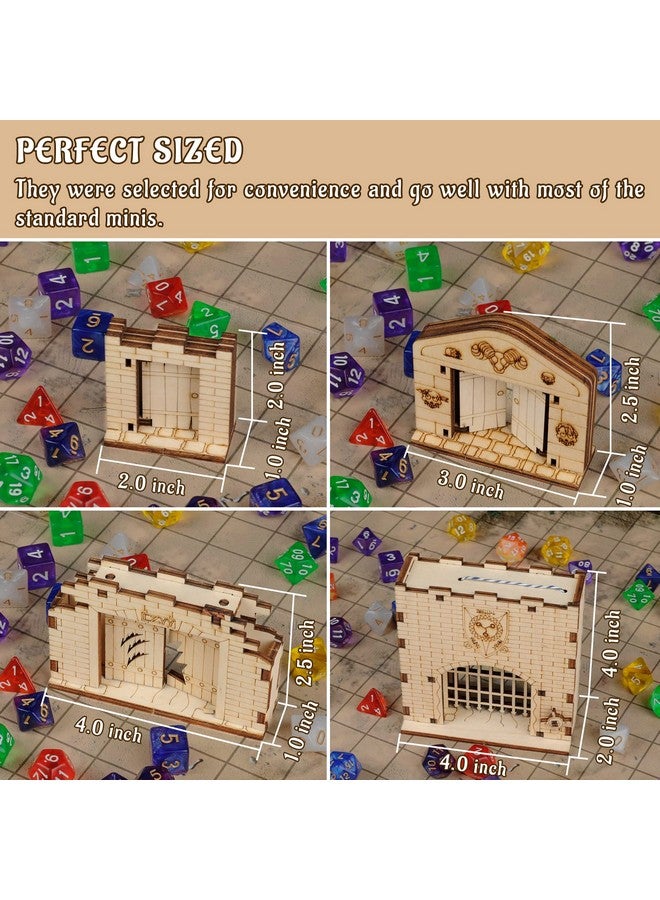 CZYY Dungeon Door & Portcullis Gate Miniatures (Set of 4) Wooden Laser Cut Open and Closed Fantasy Terrain 28mm Scale for Dungeons & Dragons, Pathfinder, D&D and Other Tabletop RPG - Image 4