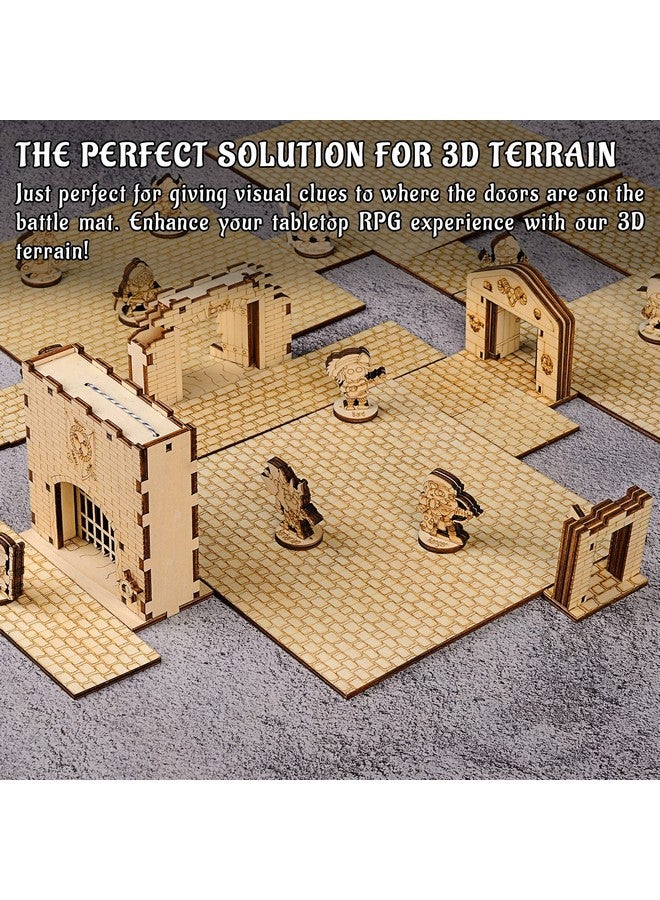 CZYY Dungeon Door & Portcullis Gate Miniatures (Set of 4) Wooden Laser Cut Open and Closed Fantasy Terrain 28mm Scale for Dungeons & Dragons, Pathfinder, D&D and Other Tabletop RPG - Image 2
