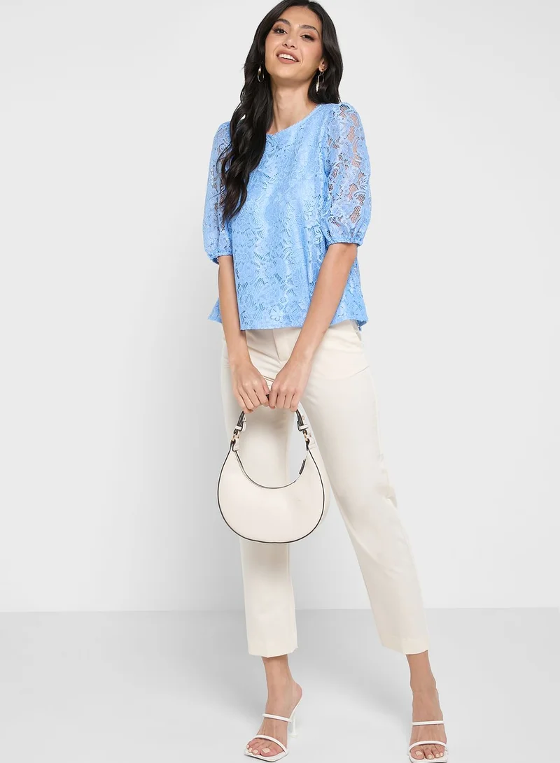 ELLA Puff Sleeve Lace Top