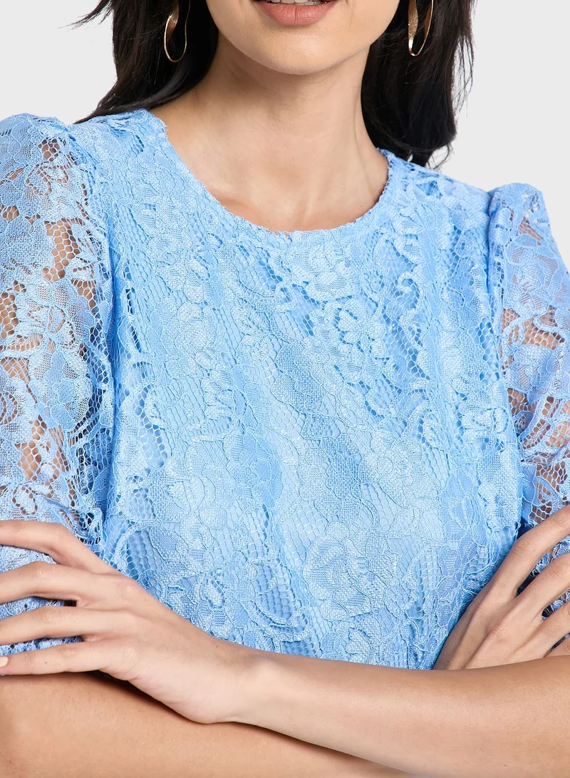 ELLA Puff Sleeve Lace Top
