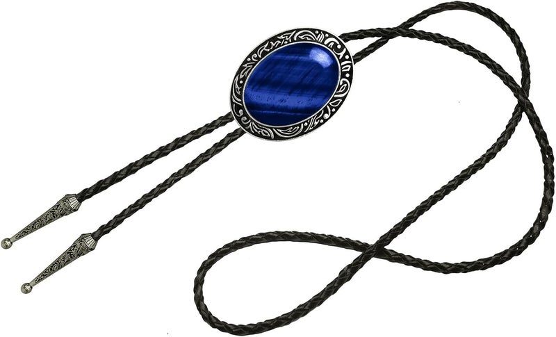 Moranse Bolo Tie with Natural Tiger Eye Stone Celtic Style Genuine and Cowhide Rope - Image 2