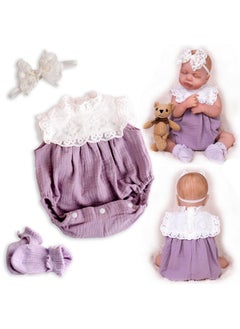 Aori Aori Reborn Baby Dolls Clothes 20 inch Purple Outfit Lace Headband for 18-22 Inch Reborn Doll Newborn Girl  - Image 2
