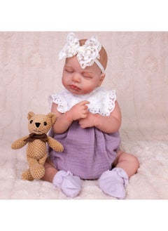 Aori Aori Reborn Baby Dolls Clothes 20 inch Purple Outfit Lace Headband for 18-22 Inch Reborn Doll Newborn Girl  - Image 4