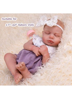 Aori Aori Reborn Baby Dolls Clothes 20 inch Purple Outfit Lace Headband for 18-22 Inch Reborn Doll Newborn Girl  - Image 3