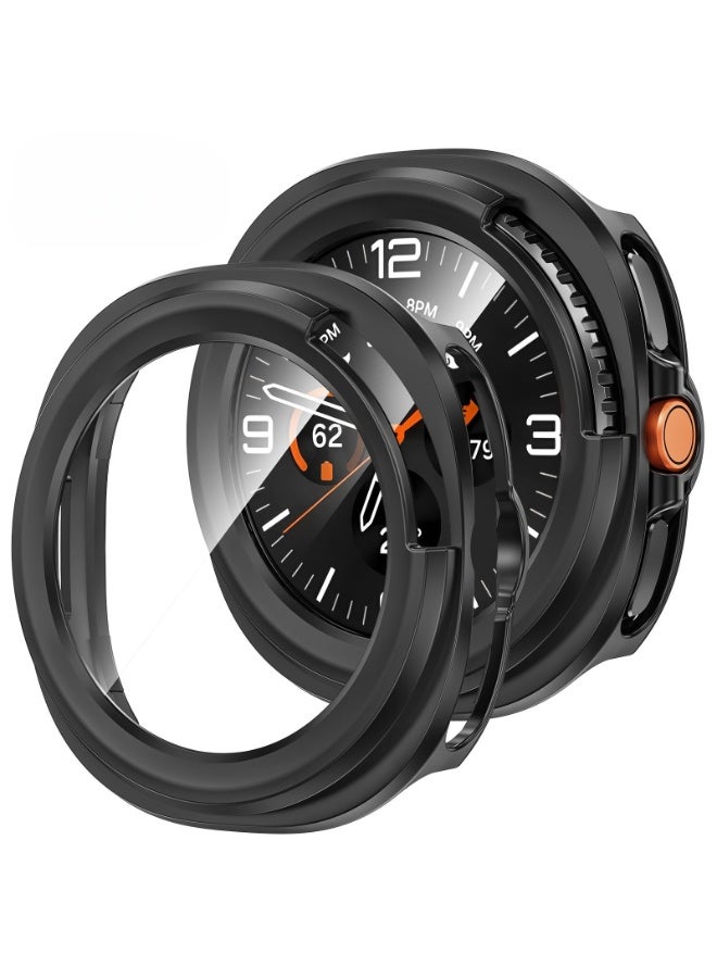 ChicVibe Tempered Glass Case Compatible for Samsung Galaxy Watch 8 Classic 2025 46mm Accessories, Protective Face Cover for 46 mm, Hard Bumper Built-in Tempered Glass Film for Women Men,  Black - Image 1