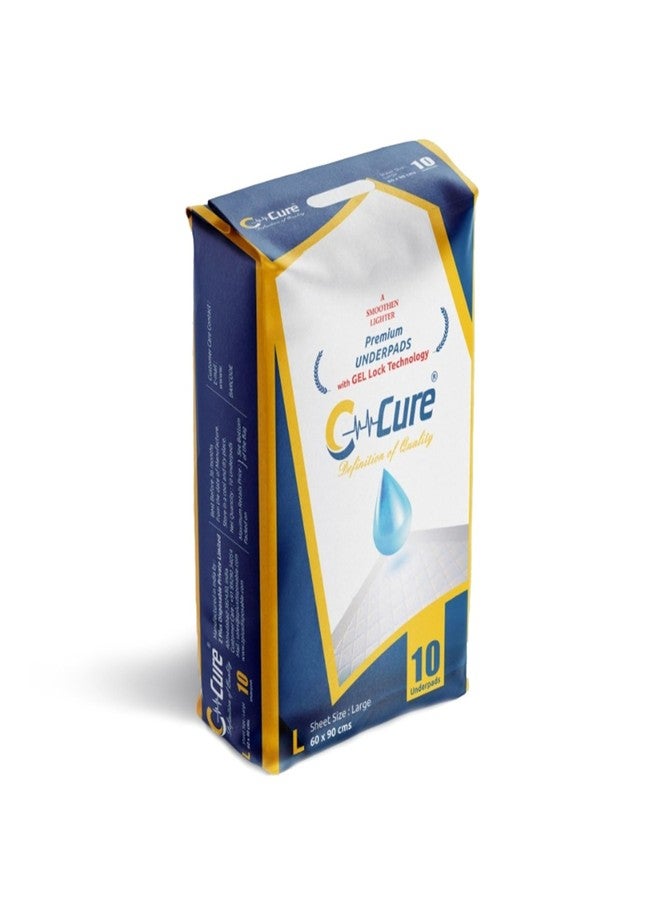 C-Cure Premium Disposable Underpad | Large 60 x 90 cm | High Absorbency Bed Protector Mat | Super Soft Incontinence Under Sheet | Count 10 | Molly Sheet for Bedridden Patient Care - Image 1