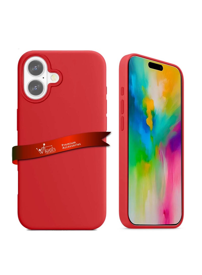 دبليو تيك غطاء الحماية سائل سيليكون بريميوم لآيفون 16 بلس 2024 من أبل - أحمر - Image 1