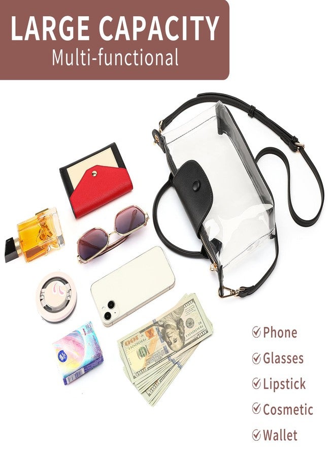 FALAN MULE Clear Crossbody Bag Stadium Approved Leather Purse Bag for Concerts Sports Festivals - Image 2