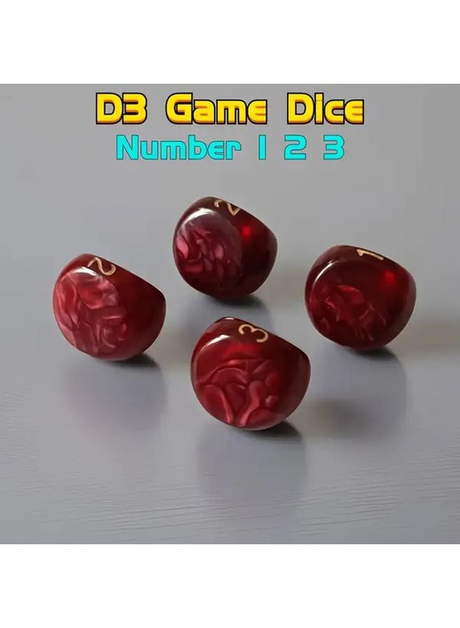 4 قطع حمراء D3 نرد متعدد الأوجه بنمط لؤلؤة فريد لألعاب DND - Image 1