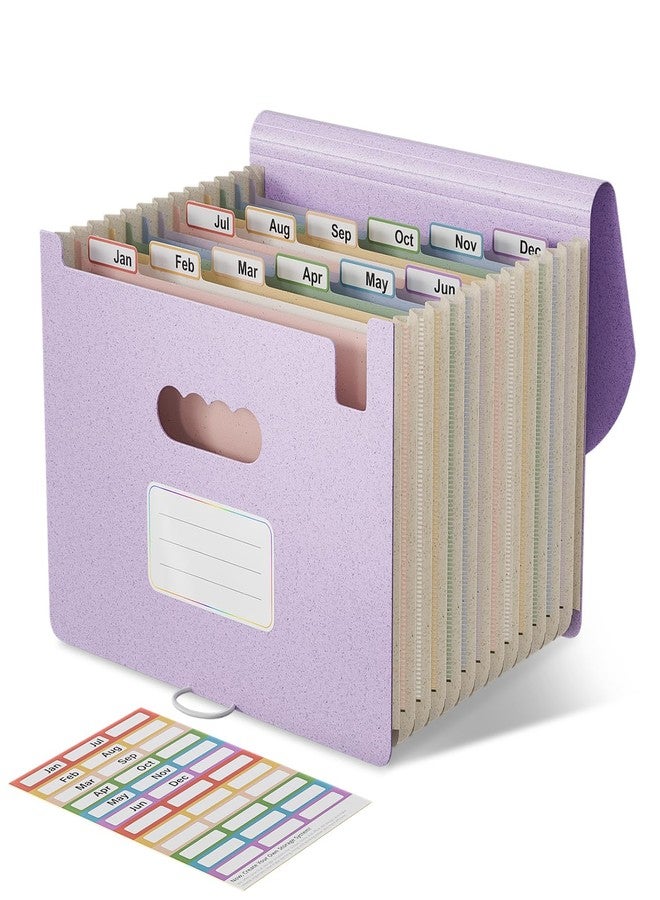 EcoStash Accordion File Organizer, 12 Pockets Wheat Straw Expanding File Folders, Monthly Bill Receipt Organizer, 100% BPA Free, Return to Nature, Healthy Living, Letter/A4 Size -Lavender Purple - Image 1