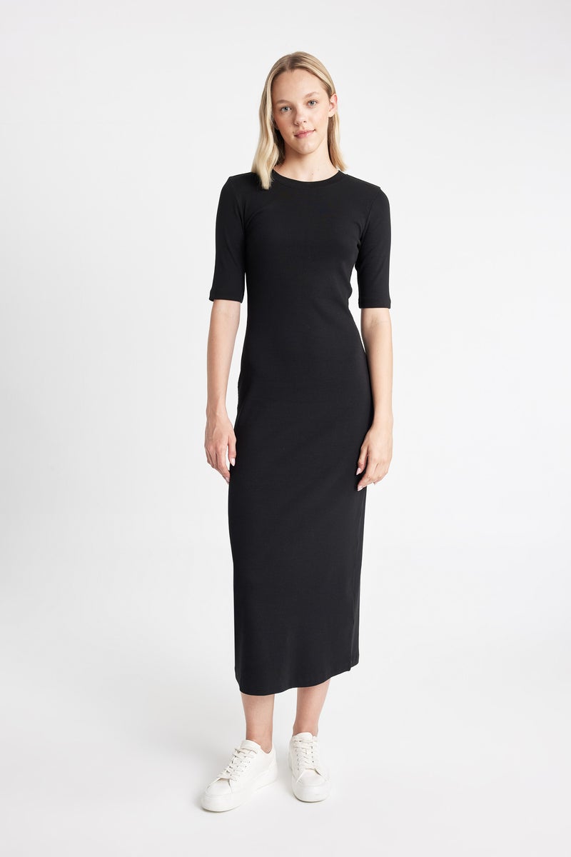 DeFacto Black Woman Bodycon Crew Neck Camisole Maxi Dress Casual - Image 1