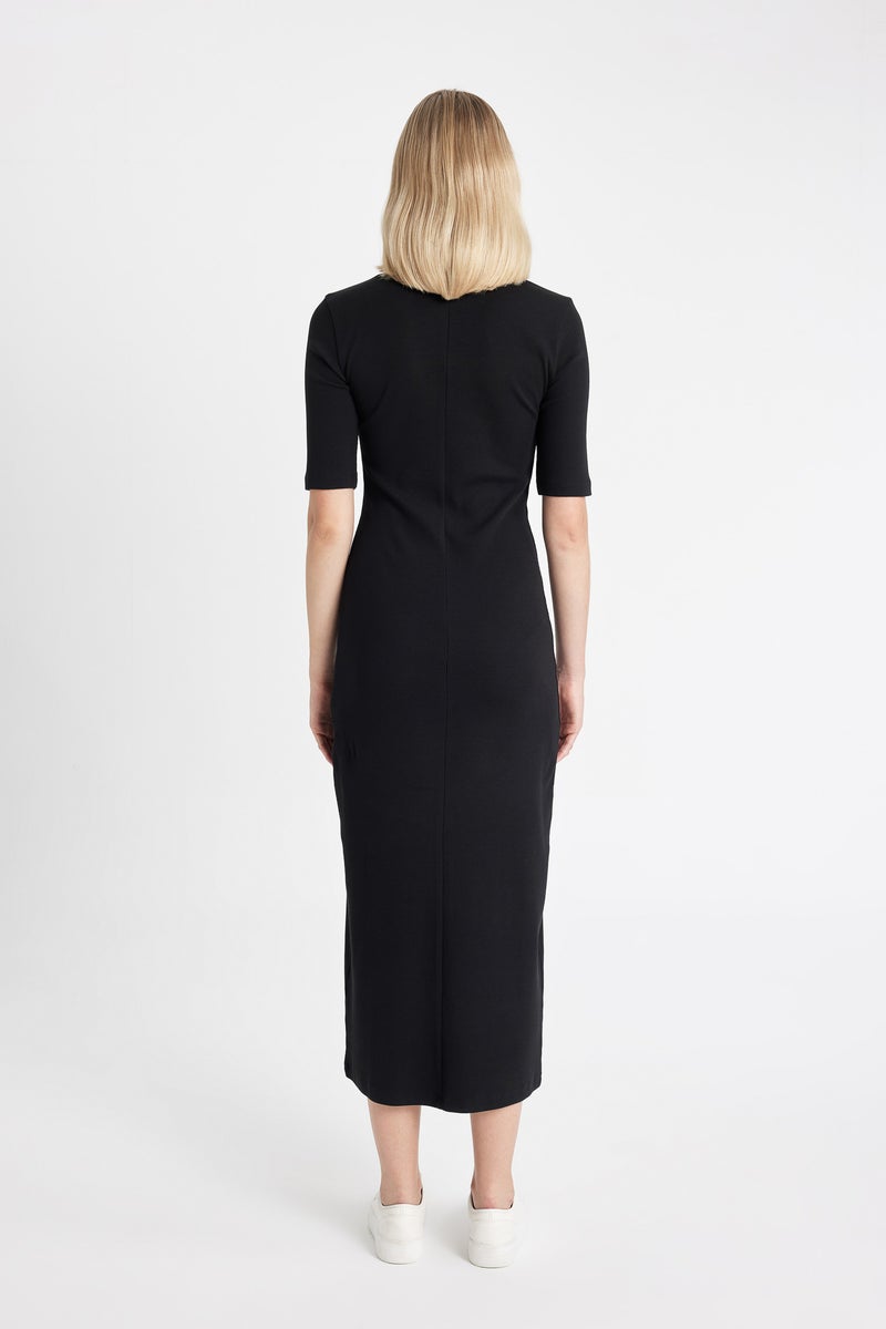 DeFacto Black Woman Bodycon Crew Neck Camisole Maxi Dress Casual - Image 5