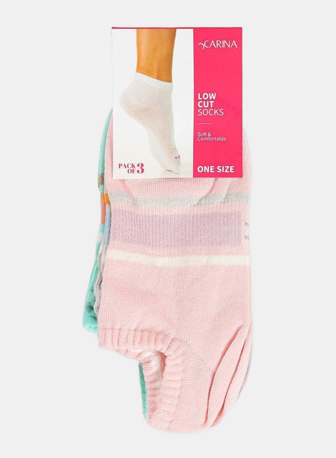 Carina Printed Low Cut Socks - 3 Pairs - Image 3