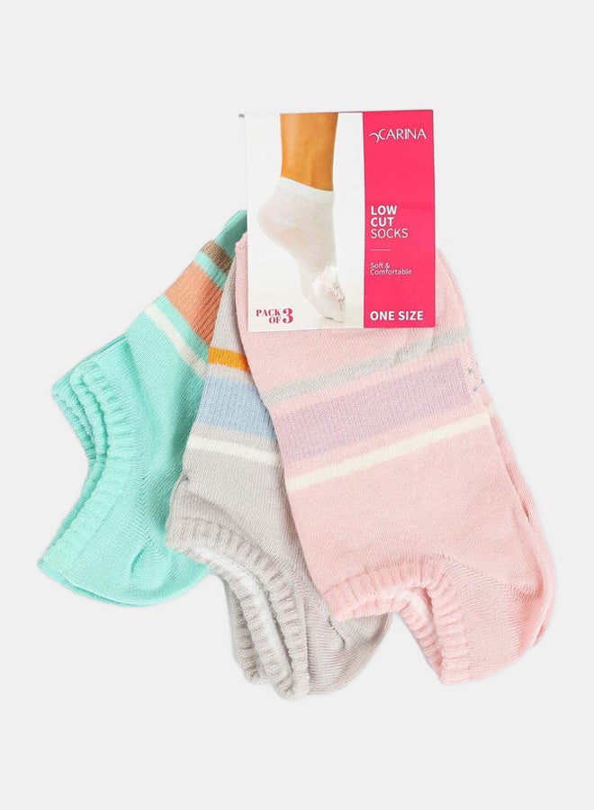 Carina Printed Low Cut Socks - 3 Pairs - Image 1