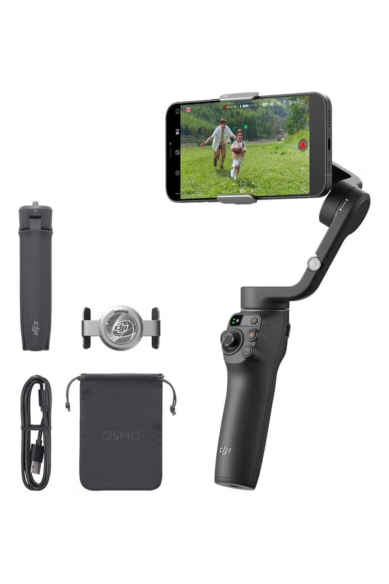 Dji World Osmo Mobile 6 intelligent cloud platform,3-axis mobile cloud platform, Android and iPhone cloud platform, video blog stabilizer YouTube and TikTok video, built-in extension rod, support official warranty (black)  - Image 1