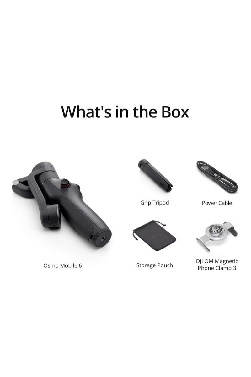 Dji World Osmo Mobile 6 intelligent cloud platform,3-axis mobile cloud platform, Android and iPhone cloud platform, video blog stabilizer YouTube and TikTok video, built-in extension rod, support official warranty (black)  - Image 3