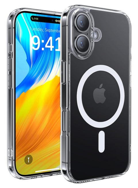 Crystal Clear Magnetic Case for iPhone 16, super Grade Drop Tested Shockproof Anti-Scratch Clear Slim Thin Magnetic Case, (Clear)