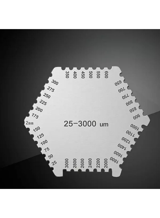 مقياس سماكة الفيلم الرطب السداسي من الفولاذ المقاوم للصدأ 25-3000 ميكرومتر 1 قطعة ميكرومتر صناعي - Image 4