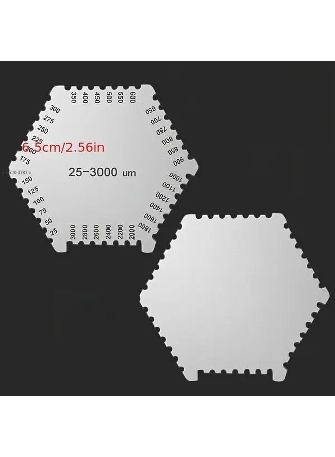 مقياس سماكة الفيلم الرطب السداسي من الفولاذ المقاوم للصدأ 25-3000 ميكرومتر 1 قطعة ميكرومتر صناعي - Image 1