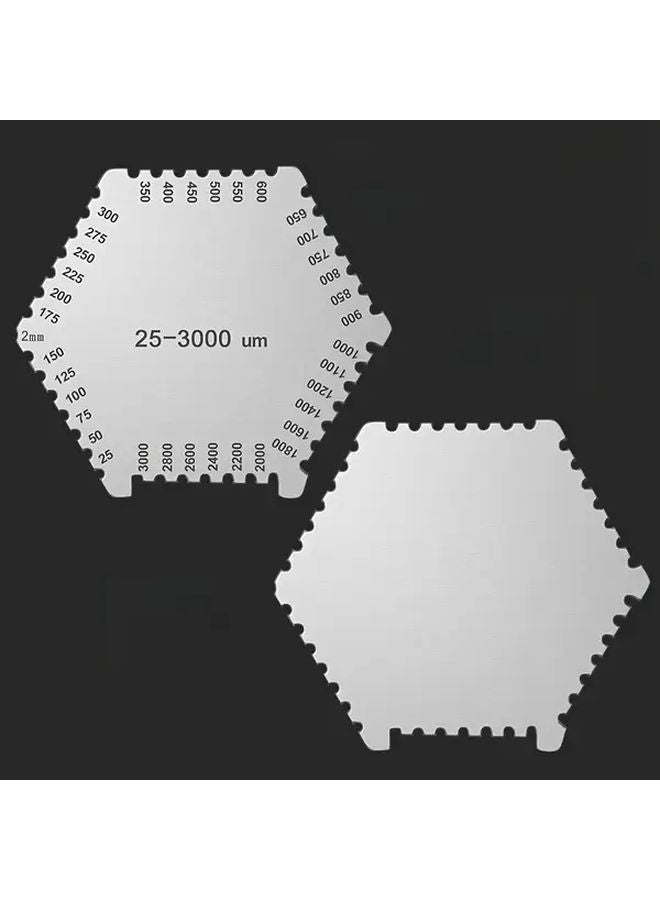 مقياس سماكة الفيلم الرطب السداسي من الفولاذ المقاوم للصدأ 25-3000 ميكرومتر 1 قطعة ميكرومتر صناعي - Image 2