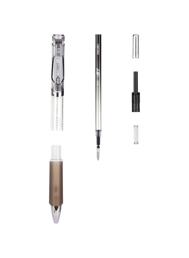 Deli Quick-Drying Retractable Gel Pen, 0.5Mm Bullet Tip, Student Exam Pen, Office Signing Pen, Retractable Pen, Black, 12 Pens/Box, S801 - Image 2