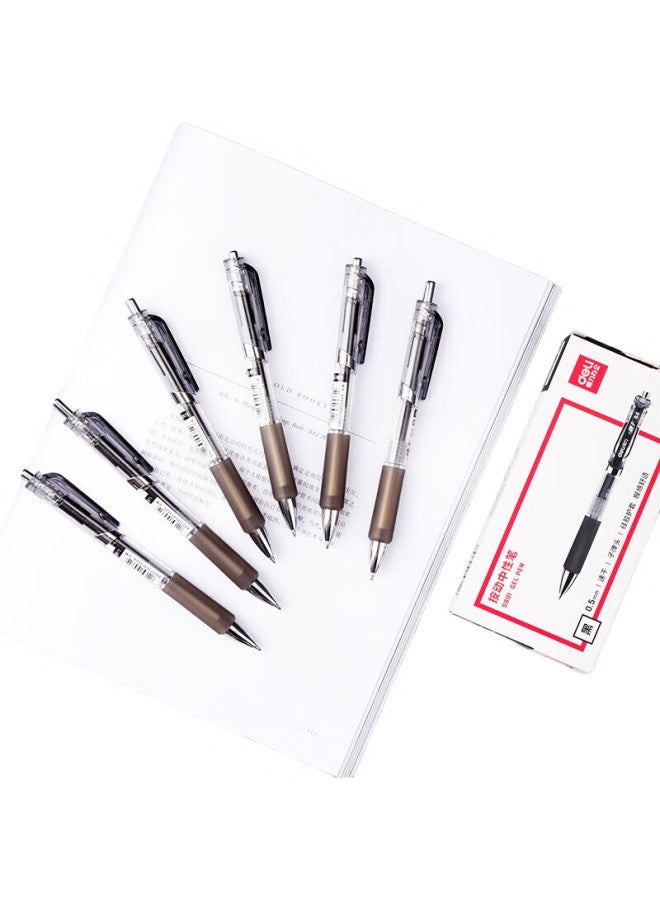 Deli Quick-Drying Retractable Gel Pen, 0.5Mm Bullet Tip, Student Exam Pen, Office Signing Pen, Retractable Pen, Black, 12 Pens/Box, S801 - Image 3