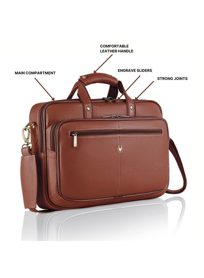 Wildhorn WildHorn Leather 15 Inch Laptop Messenger Bag For Men I Padded Laptop Compartment I Carry Handles With Adjustable Strap I Dimension : L-15.5 Inch W-3.5 Inch H-11.5 Inch ,Brown - Image 3